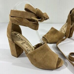 Sam‎ Edelman Women's Odele Brown Suede Block Heel Sandals size 7M